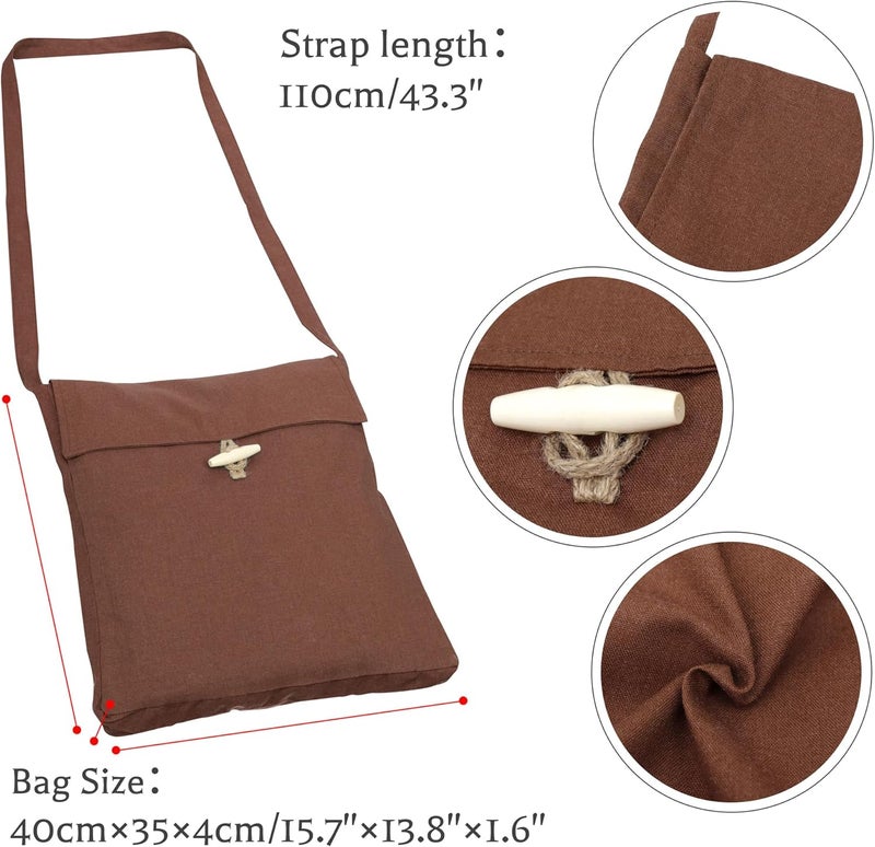 Procos Medieval Canvas Shoulder Bag, Pilgrim Pouch Bag Renaissance Viking Cosplay Accessory - Image 4